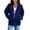 Blue, variant on Soft Fleece Zip-Up Hoodie for Women, Long Sleeve Drawstring Open Front Sweatshirt - Loose Fit Casual Fall Winter Jacket Fluorescent Green XXL
