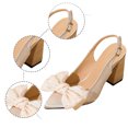 thumbnail image 5 of Sandals Women Dressy Fashionable Versatile European and Pointed Bow Thick Heels Large Size Women's Shoes Fashion Dress High Heels Beige 37, 5 of 8
