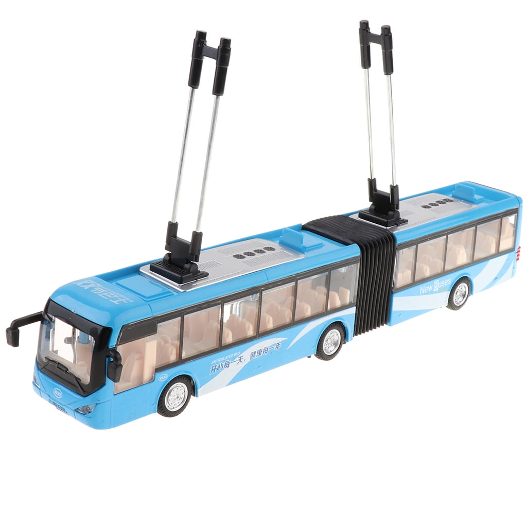 Prettyia Children Cool City Traffic Model Pull Back Rail Transit Trolley Bus Toy 