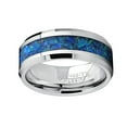 thumbnail image 3 of Metal Masters Mens 8mm Tungsten Carbide Wedding Band Ring Blue Green Simulated Opal Inlay 8mm, 3 of 6