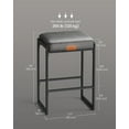 thumbnail image 3 of Bar Stools Set of 2, Counter Height Bar Stools, Synthetic Leather with Stitching, 26-Inch Tall, Dove Gray, 3 of 9