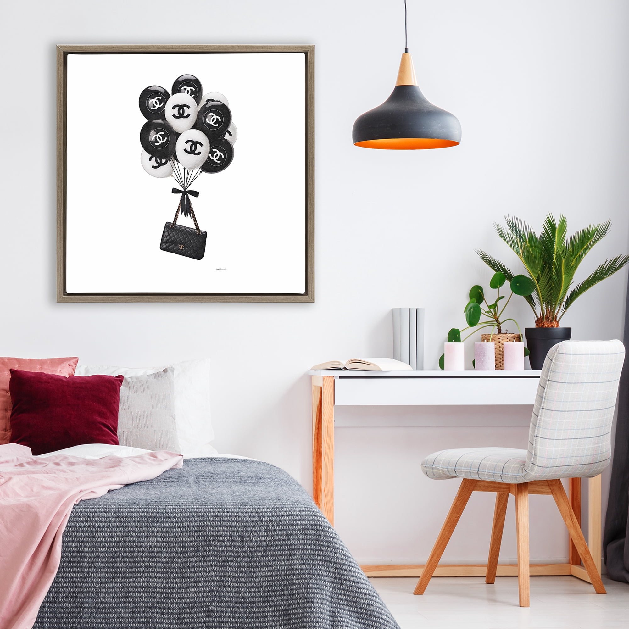 Stupell Industries Chic Balloons & Purse Brown Framed Floater Canvas Wall Art, design by Amanda Greenwood