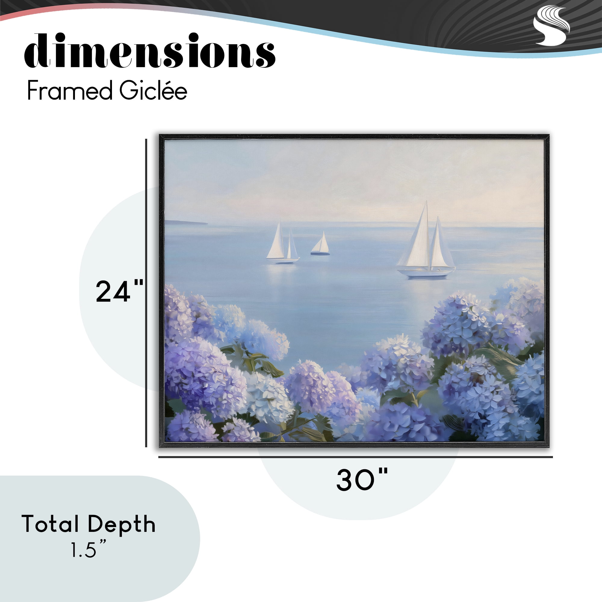 Stupell Industries Sailboats & Hydrangeas at Sea Black Framed Giclee Art, design by LSR Design Studio