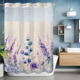 thumbnail image 6 of Spring Flower No Hooks Shower Curtain with Snap-in Liner Purple Watercolor Lavender Floral Garden Farm Linen Texture Shower Curtains for Bathroom, Waterproof, Easy Install, Washable 72"x84", 6 of 9