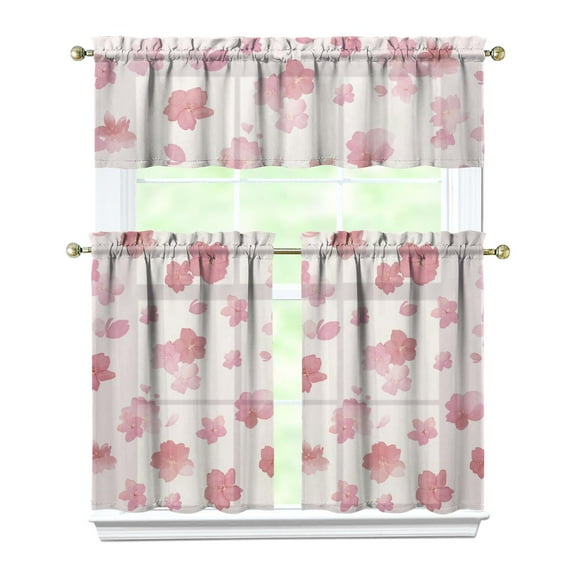 Kitchen Curtains and Valance Set 36 Inch Tier Pioneer Colorful Floral 3 Pieces Set Dining Room Small Curtain Drapes Cafe Curtains Valance for Home Decor Rod Pocket