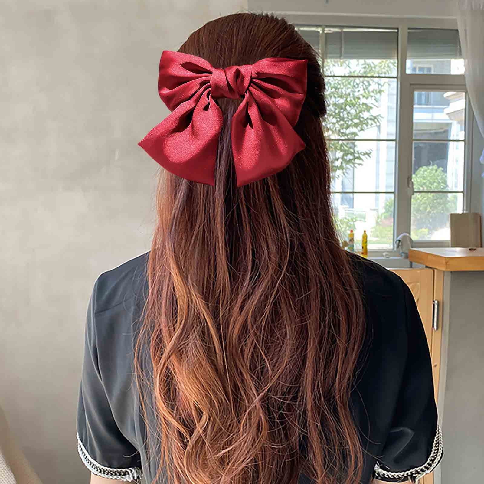 ZZwxWA Clearance Sales Women's Bow Hair Clip Large Silk Satin Hair