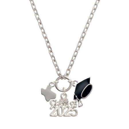 Delight Jewelry Silver-tone Mini Texas - Silver-tone Class of 2025 Graduation Zoey Necklace, 28"