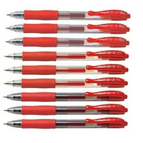 Pilot G2 Retractable Red Gel Roller Ballpoint pens, Assorted Point Sizes (3 x Ultra Fine 0.38, 3 x Fine 0.5, 3 x Medium 0.7)