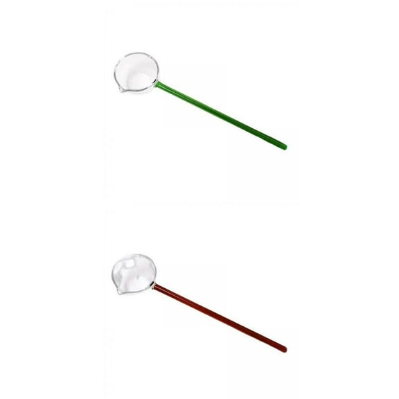2pcs High Borosilicate Glass Soup Ladle Long Handle Cooking Sauce Spoon Milk