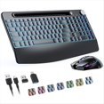 thumbnail image 2 of Teclado y Ratón Inalámbricos Ergonómicos Recargables de 2,4 G para Portátil con Retroiluminación RGB y Control Deslizante., 2 of 8