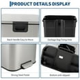 thumbnail image 4 of Roromall 3.2 Gallon Trash Can 12L Stainless Steel Step Trash Can with Soft-Close Lid & Removable Inner Bucket, Rectangular Garbage Can for Kitchen Office Bathroom Living Room, 4 of 7