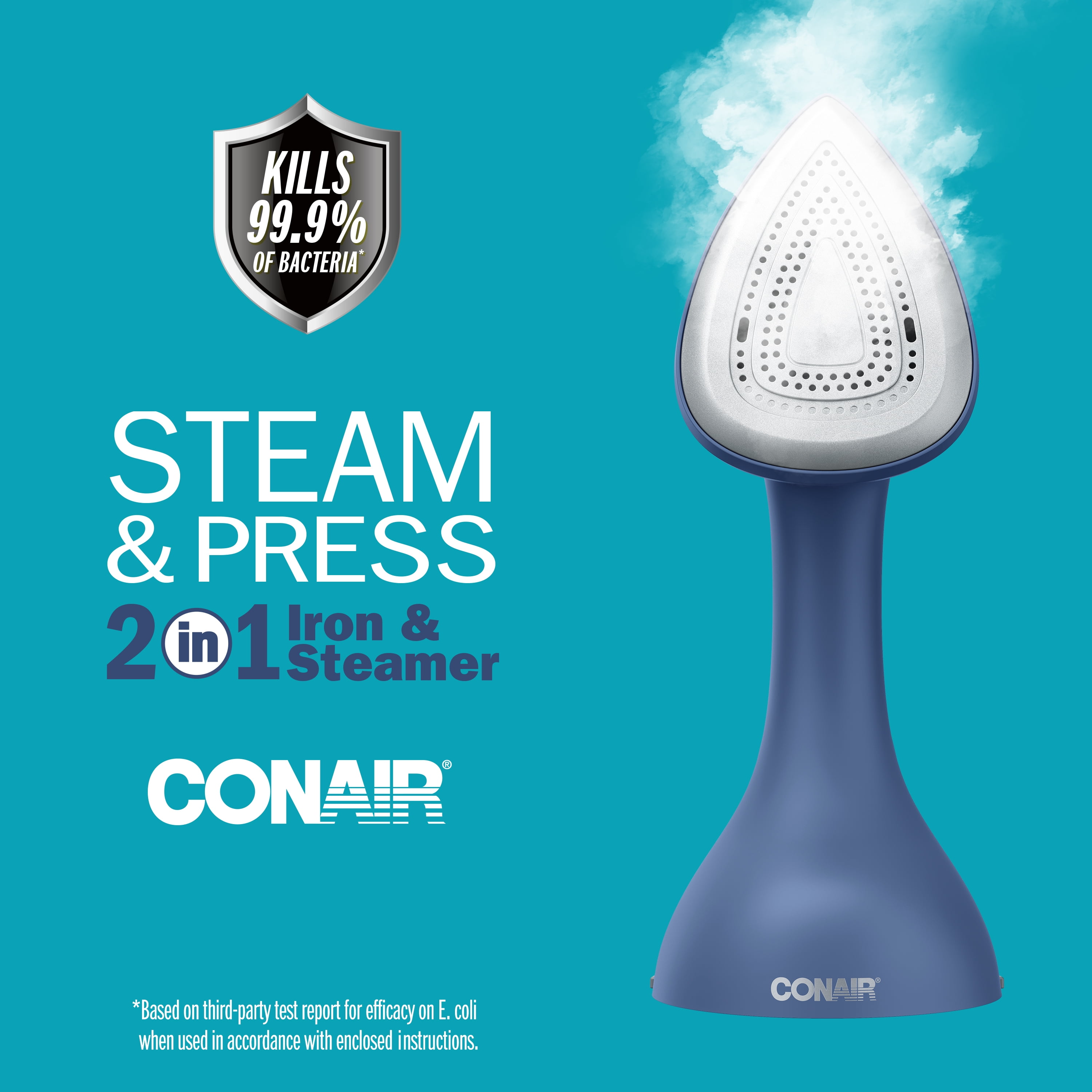 Conair ExtremeSteamir 2-in-1 Steam and Press, Garment Steamer and Iron for Clothes, 1700W, 30-Second Heat Up, Detachable Water Tank, Blue