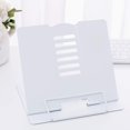 thumbnail image 1 of Metal Wishacc Adjustable Book Holder Stand Tray and Page Paper Clips-Cookbook Reading Desk Portable Sturdy Lightweight Bookstands-Music Books Textbooks Tablet Cook Recipe (White), 1 of 8