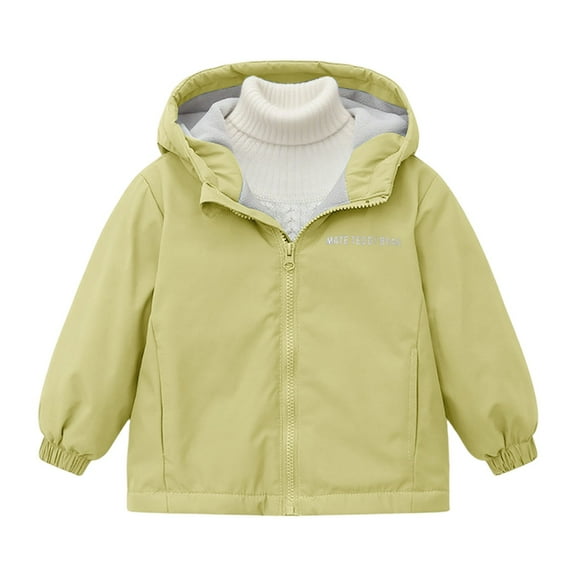 SUXIAN Girls Winter Jacket Insulated Lined Hooded Windproof Warm Thermal Coat with Zip Front Pockets Green 6-7 Years