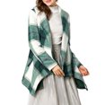 thumbnail image 6 of INSPIRE CHIC Women's Turn Down Collar Asymmetric Hem Plaids Thin Wrap Coat S Green, 6 of 8