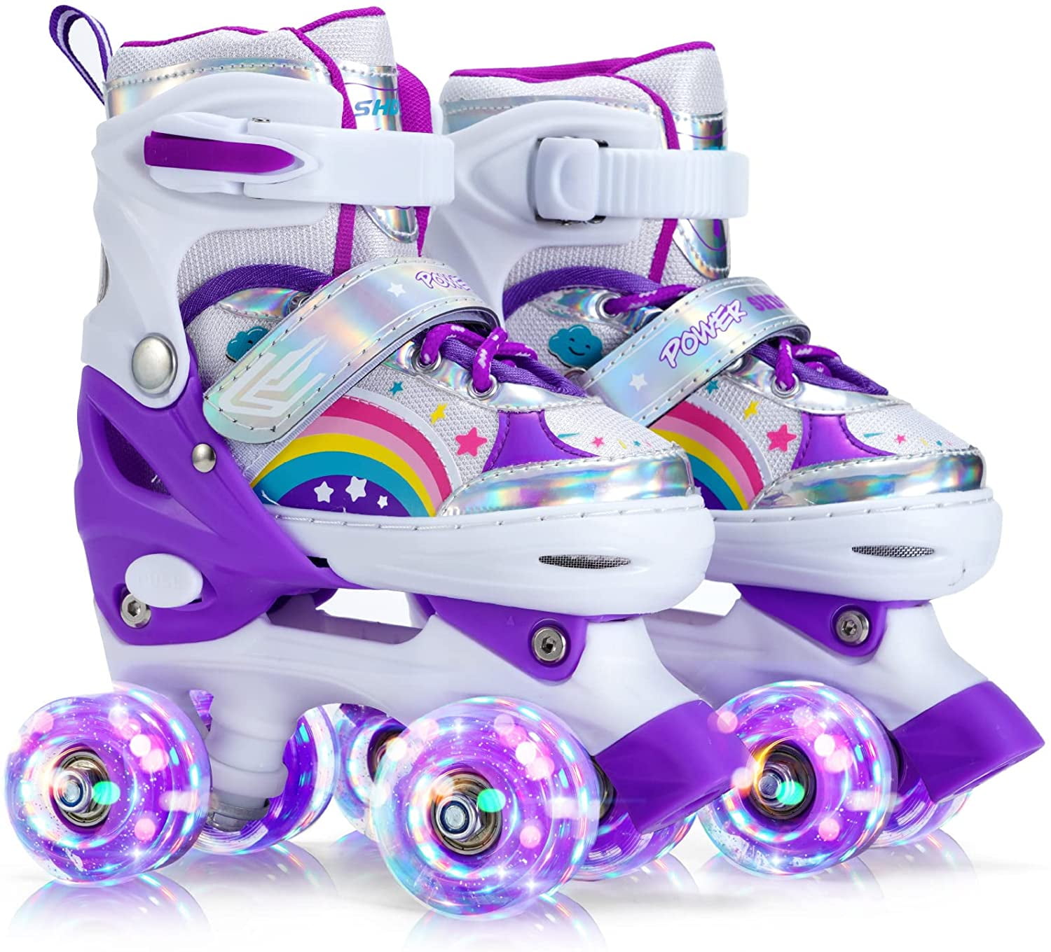 All 8 Wheels Illuminating. Kids Inline Skates for Girls Boys Beginners Adjustable