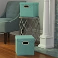 thumbnail image 2 of Household Essentials Storage Bins with Lids and Chromed Grommet Handles, Set of 2, Turquoise Blue Textured Linen Look, Fits Standard Cube Shelves, 2 of 5