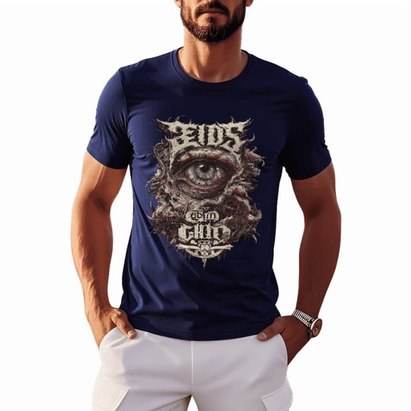 Whichone Men's 100% Cotton T-shirt Devil's Eye Print Stylish Daiyly Wear Sizes S-2XL
