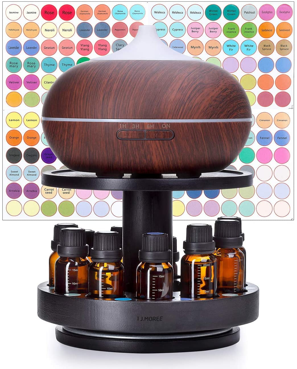 TJ.MOREE Bamboo Diffuser Holder Carousel Black 2 Tier Height Increase