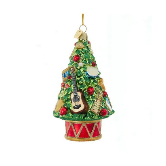 Kurt Adler Nobel Gems Collection Glass Christmas Ornament, Christmas Tree with Musical Instruments
