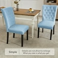 thumbnail image 5 of Foredo Velvet Dining Chairs, Modern Upholstered Dining Room Chair, Side Chairs with Button Tufting and Nailhead Trim for Kitchen Dining Room, Set of 2, Light Blue, 5 of 7