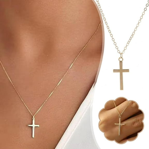 FurNest Stainless Steel Cross Pendant Necklace For Women GOLDEN Q7Y8 B4G1