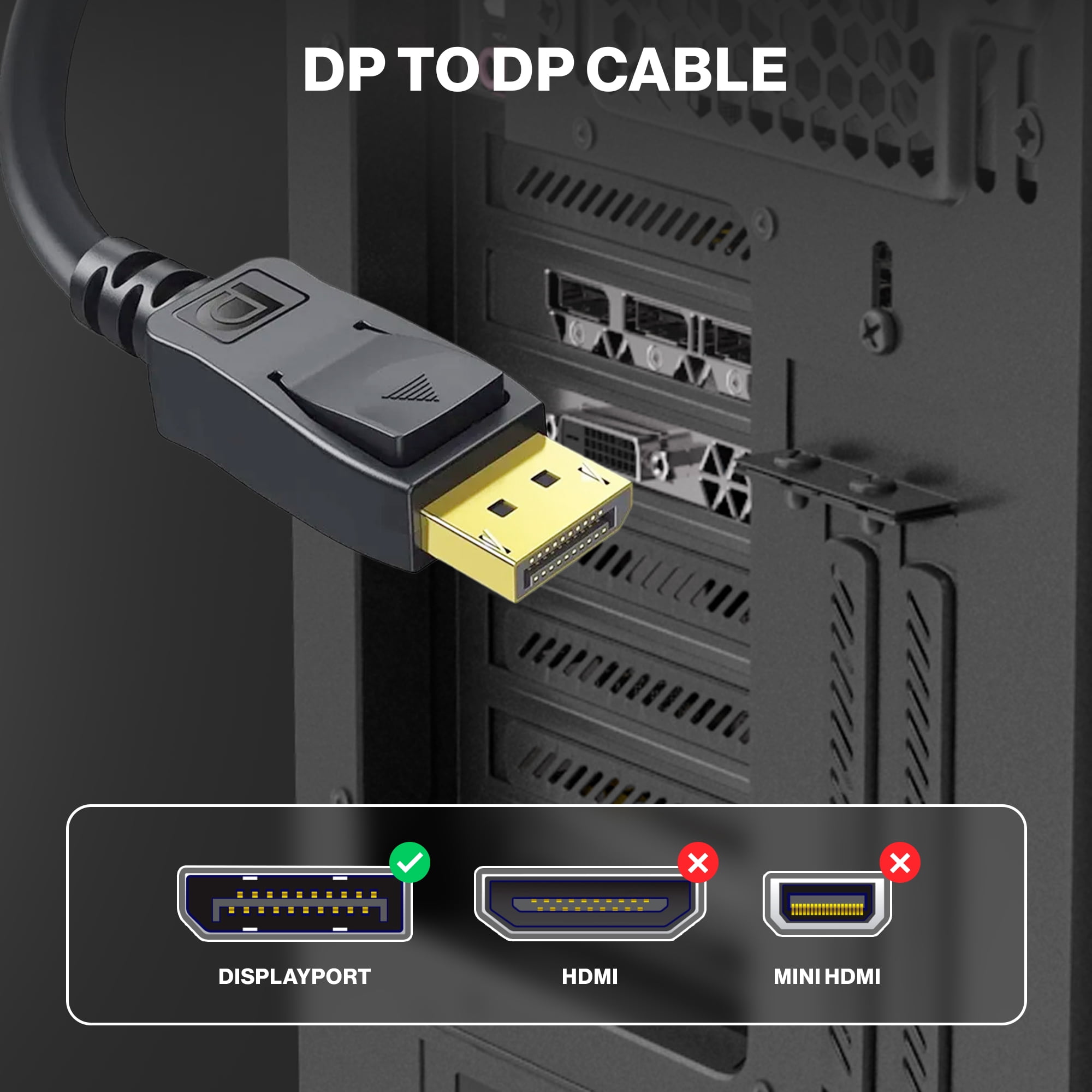 Lordtronics 6FT Display Port to Display Port Cable DP to DP 4K Video Cord