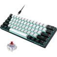 thumbnail image 1 of AIR-60% Wired Mechanical Gaming Keyboard, Small Form Factor 61 Keys Mini Wired Office Keyboard, Ice Blue LED Backlit for Windows Laptop PC Mac (Black-White, Red Switches), 1 of 4