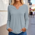 thumbnail image 2 of Bmisegm Long Sleeve Tops for Women V Neck Casual Blouse Loose Fit Solid Color Tops Everyday Womens Tops Light Blue XXXL, 2 of 6