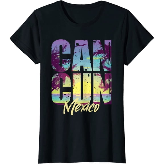 Women Tops Cool Cancun Art Mexico Vacation Souvenir Summer Short Sleeve T-Shirt