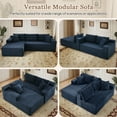 thumbnail image 3 of Muumblus Modular Sectional Sofa, Oversized L-Shape Cloud Couch, Modern Corduroy Sleeper Couches for Living Room, No Assembly Required, Blue (Left Facing Chaise), 3 of 11