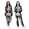thumbnail image 1 of Mono blanco para mujer con forma de esqueleto para Halloween, diseño de elfos borrachos, 1 of 9