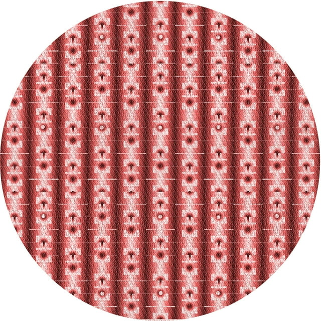 Ahgly Company Machine Washable Indoor Round Transitional Light Coral Pink Area Rugs, 5' Round