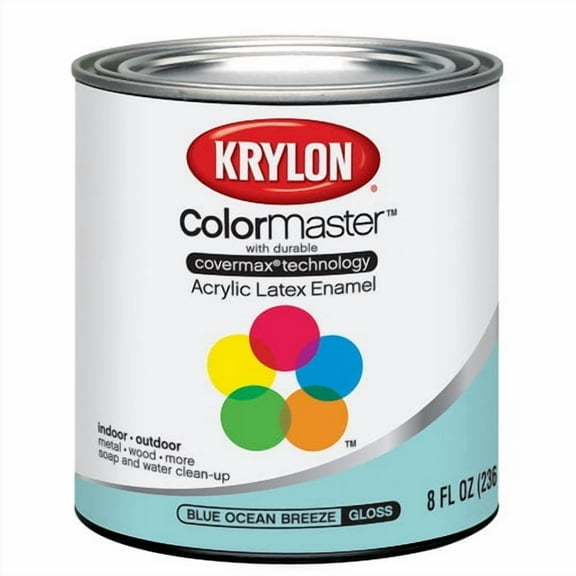 Krylon COVERMAXX - Half Pint, Gloss Blue Ocean Breeze, 8 Ounce