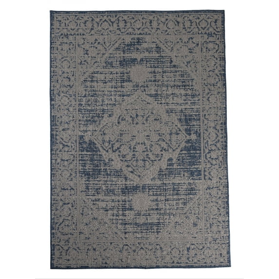 Furnish My Place Outdoor Persian Accent Rug - 7 ft. 10 in. x 10 ft., Navy