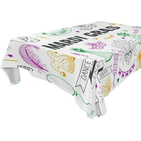 

SKYSONIC Mardi Gras Tablecloth Waterproof Washable Polyester Square Table Cover Durable Tablecloth for Kitchen Dining Table Party Decor (60 X 108 Inch)
