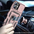 thumbnail image 3 of For iPhone 16 Plus 6.7 inch Well Protective Magentic Ring Stand Camera Protective Cover Case - Rose Gold, 3 of 3