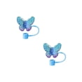 thumbnail image 2 of Anewi Butterfly Straw Cap, Reusable Silicone Straw Covers Toppers for Stanley Cups and Tumblers, Heat Resistant Dust Proof Protection Guard, Blaue 2pcs, 2 of 8