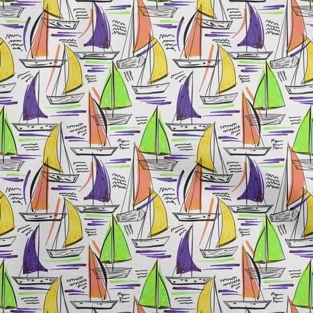 oneOone Viscose Chiffon Yellow Fabric Beach Boat Quilting Supplies Print Sewing Fabric By The Yard 42 Inch Wide