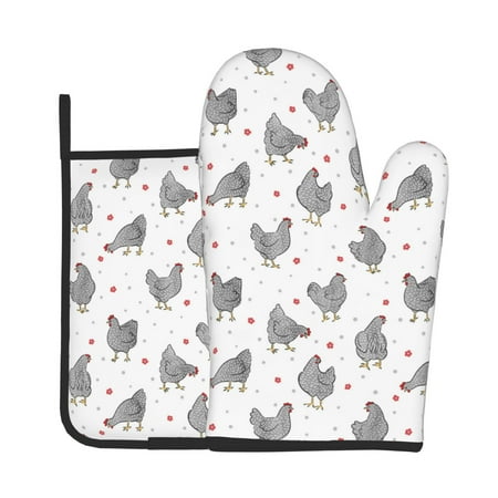 

Gaeub Funny Chicken Print Oven Mitts and Pot Holders Sets of 2 Heat Resistant Pad Cooking Gloves for Baking BBQ Home Decor