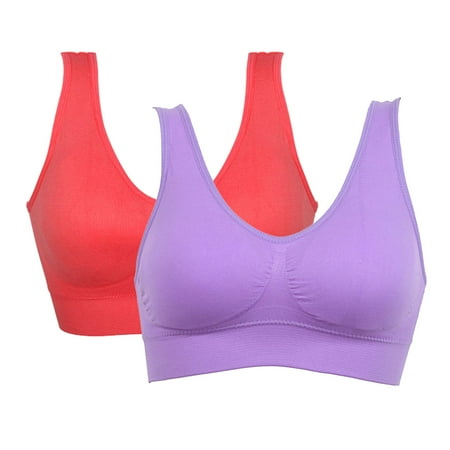 

Wuffmeow Women s 2-Pack Light-Support Seamless Sports Bras Size XL