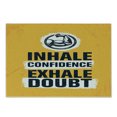 thumbnail image 1 of Inhale Exhale Cutting Board, Motivation Words with Muscle Arms Sports Confidence Activity, Decorative Tempered Glass Cutting and Serving Board, Small Size, Earth Yellow Indigo, by Ambesonne, 1 of 1