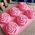thumbnail image 5 of 6 Holes Rose Flower Silicone Mould for Making Cake Ice Cream Chocolate Soap, 5 of 7