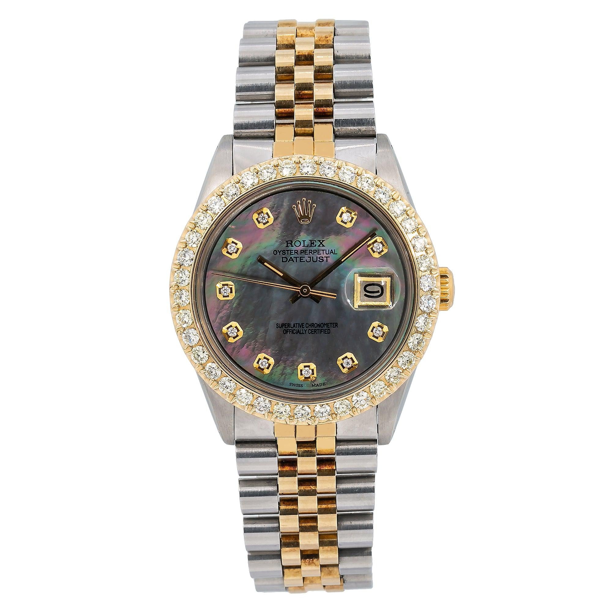 Pre-Owned Rolex Datejust 1603 36MM Pink and Green Diamond Dial With 1.30 CT Diamonds