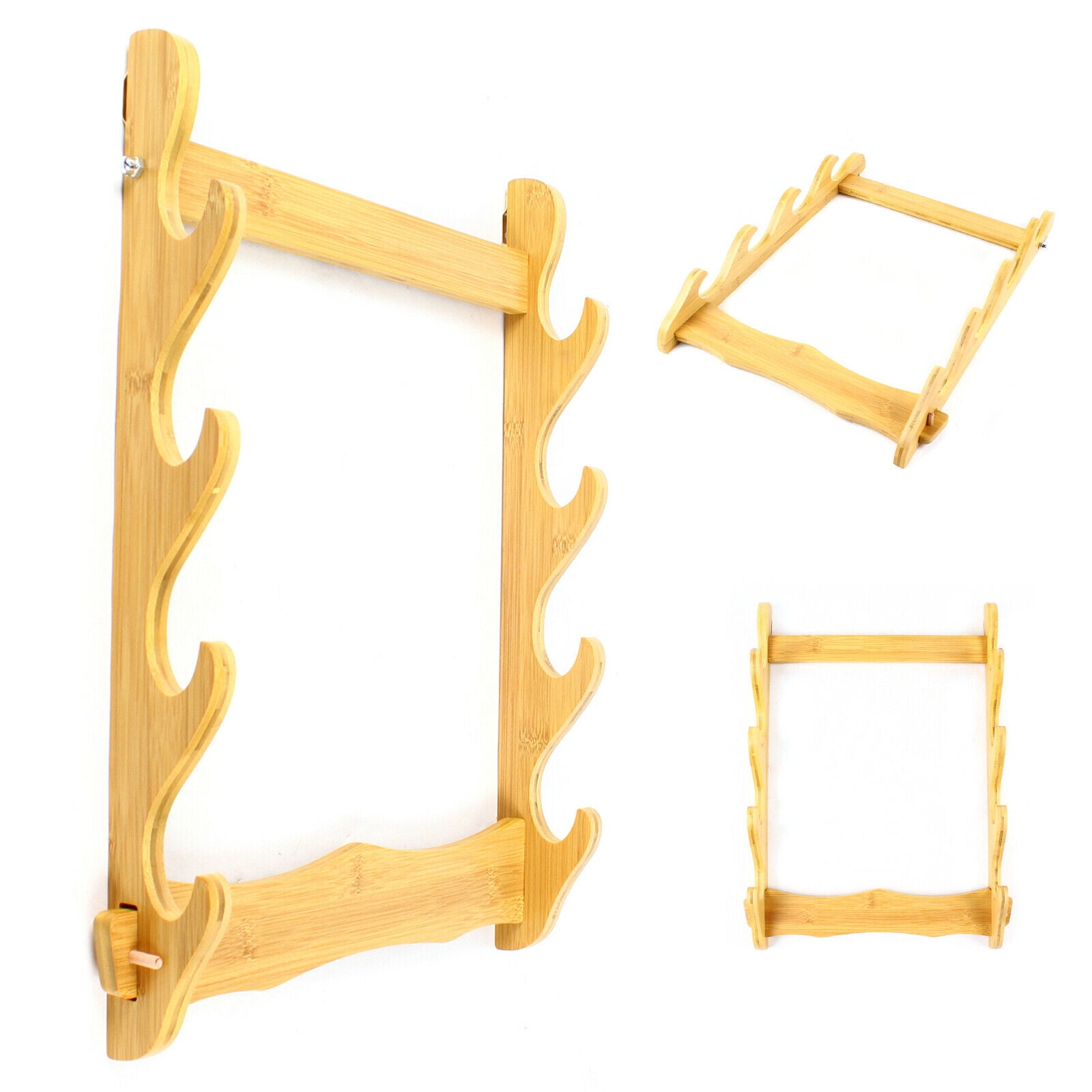 TOOL1SHOoo 4-Slot Rifle Long Knife Gun Rack Wall-Mounted Holder Display Bamboo Firearm Storage