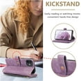 thumbnail image 5 of UEEBAI Case for iPhone 11 6.1 inch, 9 Card Slots Retro Leather Wallet Shockproof Flip Cover with Hand Strap Card Slots Zipper Pocket Kickstand Handbag Magnetic Closure - Retro Purple, 5 of 7