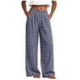 thumbnail image 2 of Karymi Sweatpants Women Elastic High Waist Plaid Wide Leg Pants, Casual Checkered Trousers with Side Pockets, Lightweight Palazzo Pants Women Clothing, 2 of 7