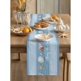 thumbnail image 2 of Summer Ocean Shell Conch Coral Table Runner 13x48in Non-Slip Cotton Linen Table Runners, Marine Life Starfish on Blue Dresser Scarves TableRunner for Dinner Kitchen Dining Wedding Party, 2 of 9