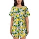 thumbnail image 1 of Fotbe Lemon1 Conjunto de Pijama Estampado para Mujer, 2 Piezas, Ropa de Dormir con Camiseta de Manga Corta y Shorts Suaves-Medium, 1 of 6