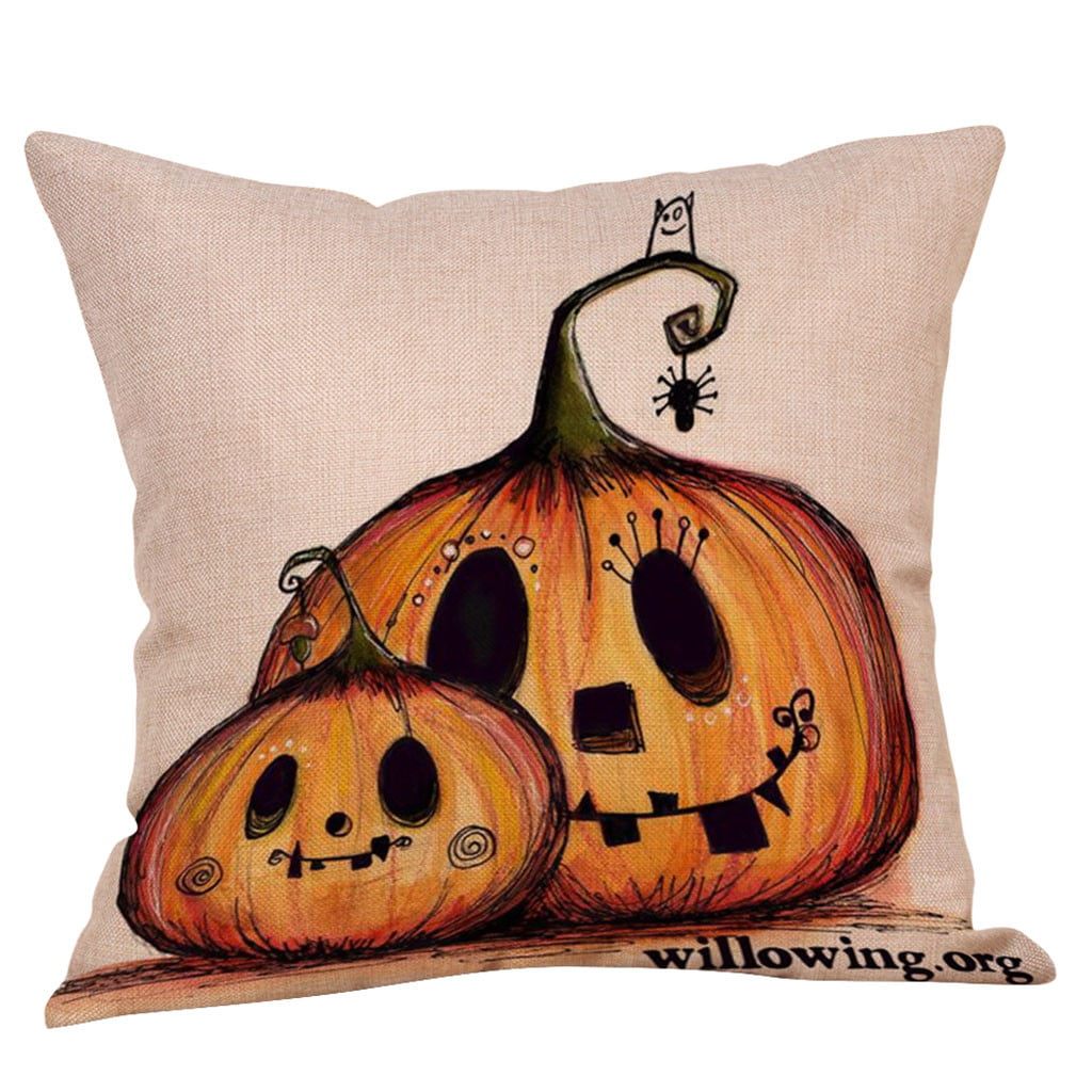 Fall Halloween Pumpkin Pillow Case Waist Throw Cushion Cover Sofa Home Decor 